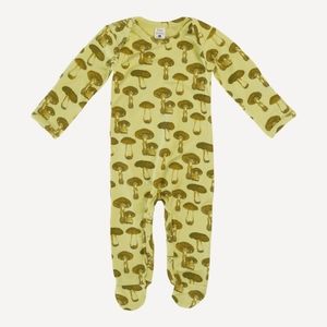 Kate Quinn Long Sleeve Lap Neck Footie Olive Fungi Bamboo NB, 0-3, 3-6, 6-9